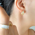 Avocado Egg Shell Pendant Necklace Stud Earrings Gold Steel view 4