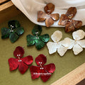 Marbled Resin Flower Statement Earrings In Four Colors view 2