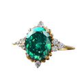 Gold Oval Green Stone Clear Accents Ring Sizes 6-10 view 5