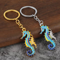 Blue And Yellow Seahorse Keychain, Gold Tone Or Silver Tone view 1