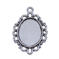 Beaded Oval 13 x 18 mm Pendant Setting in Silver Tone view 4