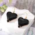 Gold Tone Oversized Faceted Crystal Heart Hook Earrings view 7