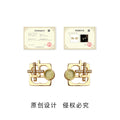 Gold-Tone Geometric Square Pale Cat-Eye Stud Earrings view 3