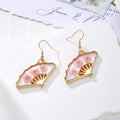 Pink Dried Flower Gold Frame Drop Earrings 10 Styles view 2