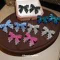 Crystal Bow Statement Stud Earrings in Five Colors view 3