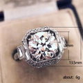 Antique Silver Round Halo Crystal Ring in Polished Metal view 3