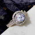 Silver Tone Round Clear Stone Halo Ring Jewelry Design view 4