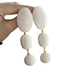 White Oval Cascade Statement Drop Earrings For Distinctive Statement Styling view 5
