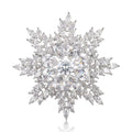 Crystal Snowflake Brooch in Blue or Clear Silver Tone view 1