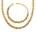 Gold Thick Curb Chain Necklace and Matching Bracelet Set view 5
