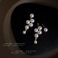Gold White Pearl Cluster Drop Earrings Grape Stem Pair view 6