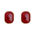 Gold Twisted Frame Wine Red Cushion Cabochon Stud Pair view 5