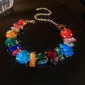 Oversized Geometric Gem Statement Choker Multicolor Silver Two view 6