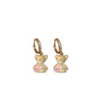 Pastel Crystal Bear Charm Drop Earrings in Two Designs view 5