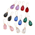 Teardrop Faceted Glass Dangle Earrings Gold Fishhooks 7 Colors view 5
