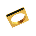 Square Black Acrylic Bar Geometric Ring Gold Steel Sizes view 5