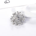 Blue Silver Tone Flower Geometric Crystal Metal Brooch Pin view 4