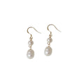 Gold Tone Three Irregular White Pearl Drop Hook Earrings view 5