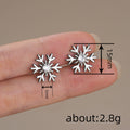 Layered Snowflake Crystal Stud Earrings in Silver Tone view 3