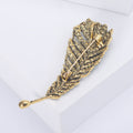 Rhinestone Feather Brooch Gold Tone Four Color Styles view 4