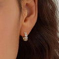 Gold Four Bezel Clear Stone Huggie Hoop Earrings Alloy view 3