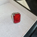 Silver CZ Large Rectangular Open Band Ring 3 Colors view 6
