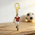Enamel Soccer Player Keychain Gold Lobster Clasp Red Jersey view 4