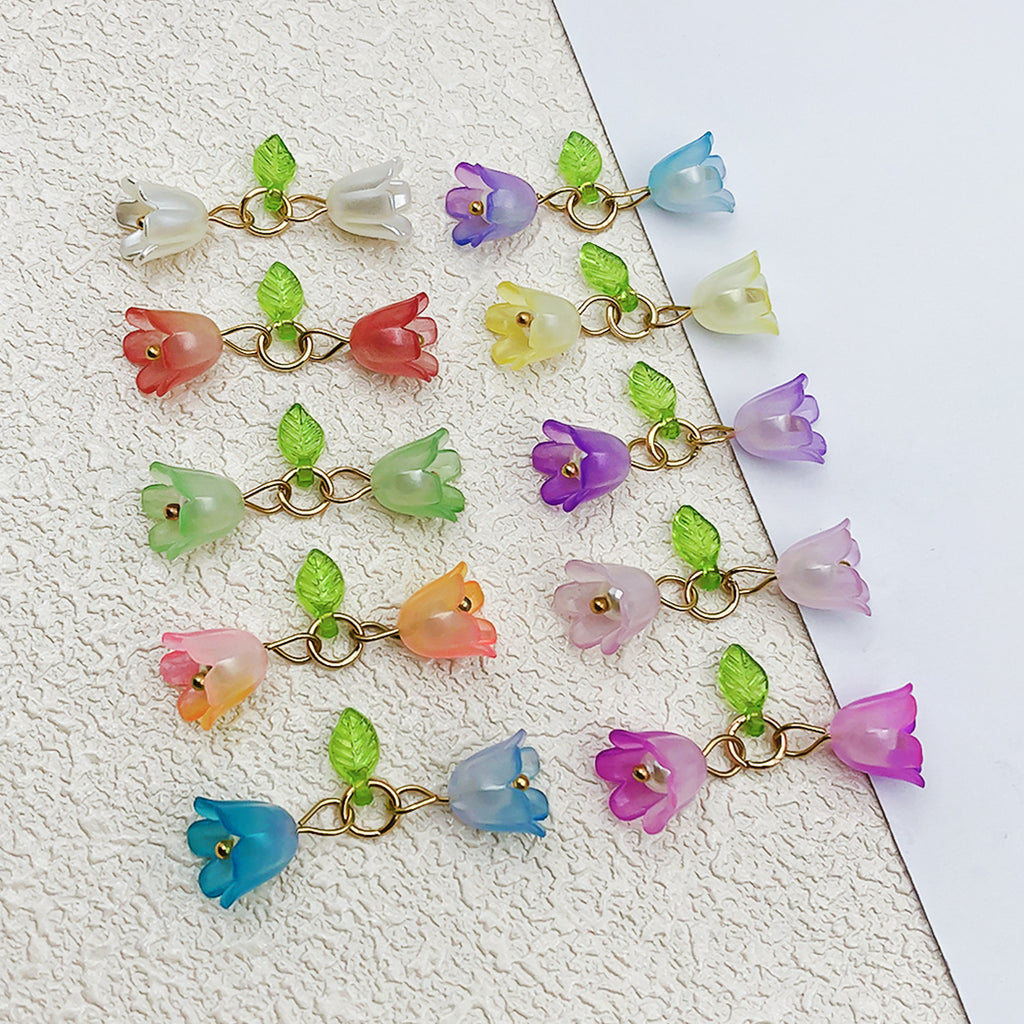 Acrylic 3D Lily of the Valley Flower Charm Pendant for DIY Earrings Necklace