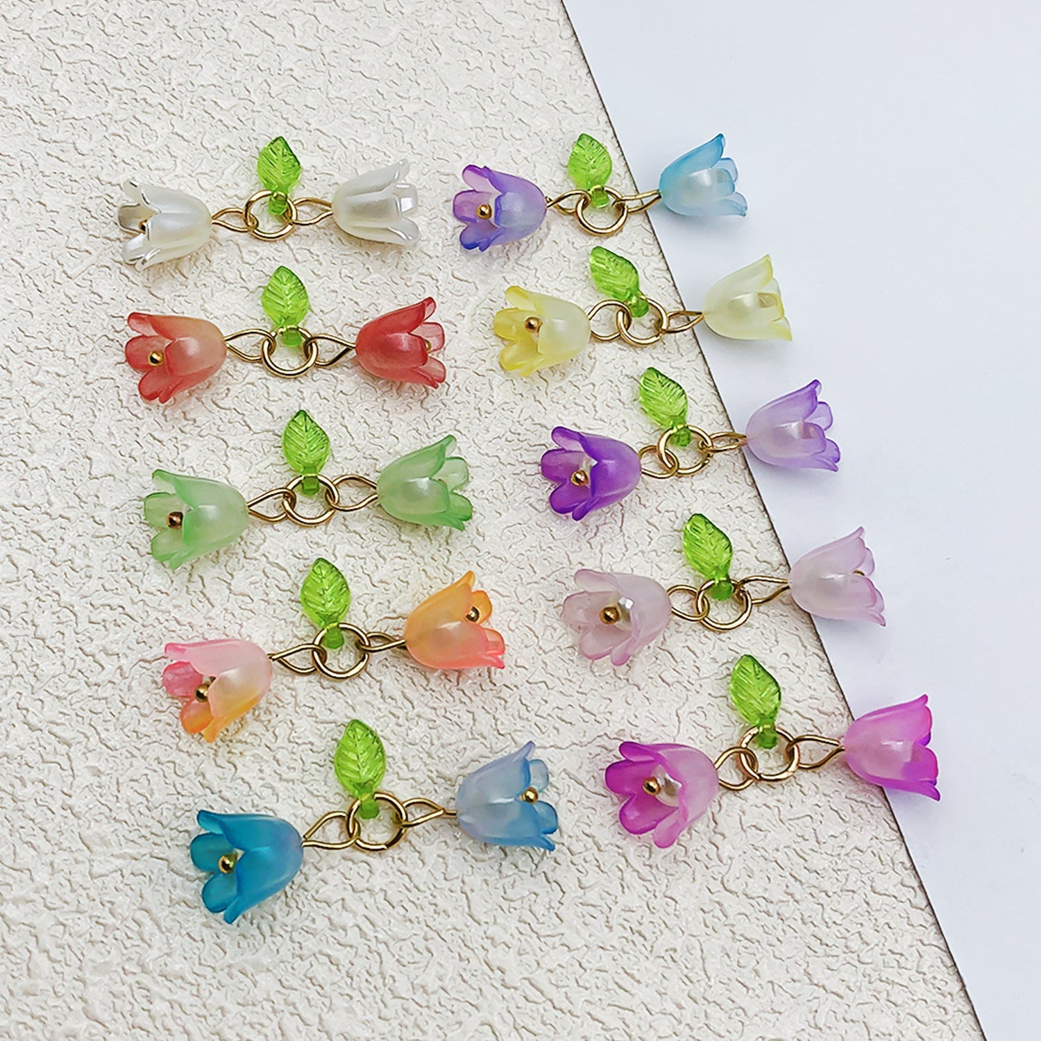 Acrylic 3D Lily of the Valley Flower Charm Pendant for DIY Earrings Necklace