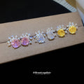 Crystal Floral Crown Stud Earrings in Three Colors view 1