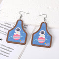 Silver Tone Astronaut Printed Acrylic Hook Earrings in Six Designs view 6