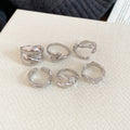 Crinkle Metal Resin Zircon Open Ring Six Seven Piece Sets view 9