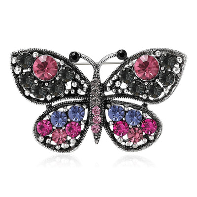 Front view of Crystal Butterfly brooch