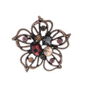 Red Silver Tone Flower Crystal Metal Brooch Pin 5 cm view 1