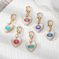 Gold Tone Evil Eye Heart Charms with Large Lobster Clasps in Six Designs view 1