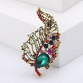 Openwork Leaf Brooch with Red and Green Crystal Accents view 3