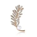 Crystal Leaf Branch Brooch with Pearl Accent in Two Tones view 5