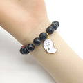 Black Bead Ghost Charm Stretch Bracelet Red Accents view 3