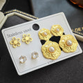 Flower Crystal and Pearl Double Flower Earrings Three Pair Set view 3