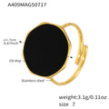 Octagonal Enamel Disc Open Ring in Black Blue and White view 6