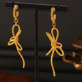 Bow Knot Drop Earrings Rhinestone Huggie Titanium Steel Gold view 4