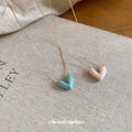 Pastel Heart Pendant Necklace in Pink and Blue Fashion Jewelry view 4