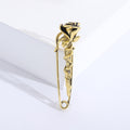 Rose Stem Safety Pin Brooch Gold or Silver With Loop view 4