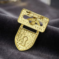 Textured Padlock Brooch in Polished Metal for Jackets and Scarves view 3