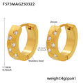 Gold Stainless Steel Geometric Zircon Huggie Hoop Earrings view 6