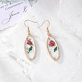 Long Oval Resin Dried Flower Drop Earrings 4 Colorways view 3