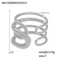 Multi Layer Wavy Open Rings Stainless Steel Gold Steel Tone view 6