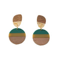 Wood and Resin Round Stud Drop Earrings in Two Designs view 5