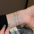 Pave Crystal Rectangle Bar Chain Bracelet Gold Silver view 3