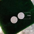Round Pave Disc Stud Earrings In Polished Silver Tone view 5